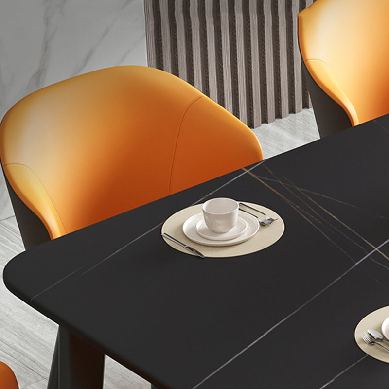 Black Steel 4-foot Table Industrial Rectangle Stone Top Dining Room Table Clearhalo 'Dining Tables & Seating' 'Dining Tables' 'dining_table' 'furn' 'furn_dining_table' 'Furniture' 'furniture_dining_table' 'Kitchen & Dining Furniture' 'kitchen' 'kitchen_dining_table' 4863381