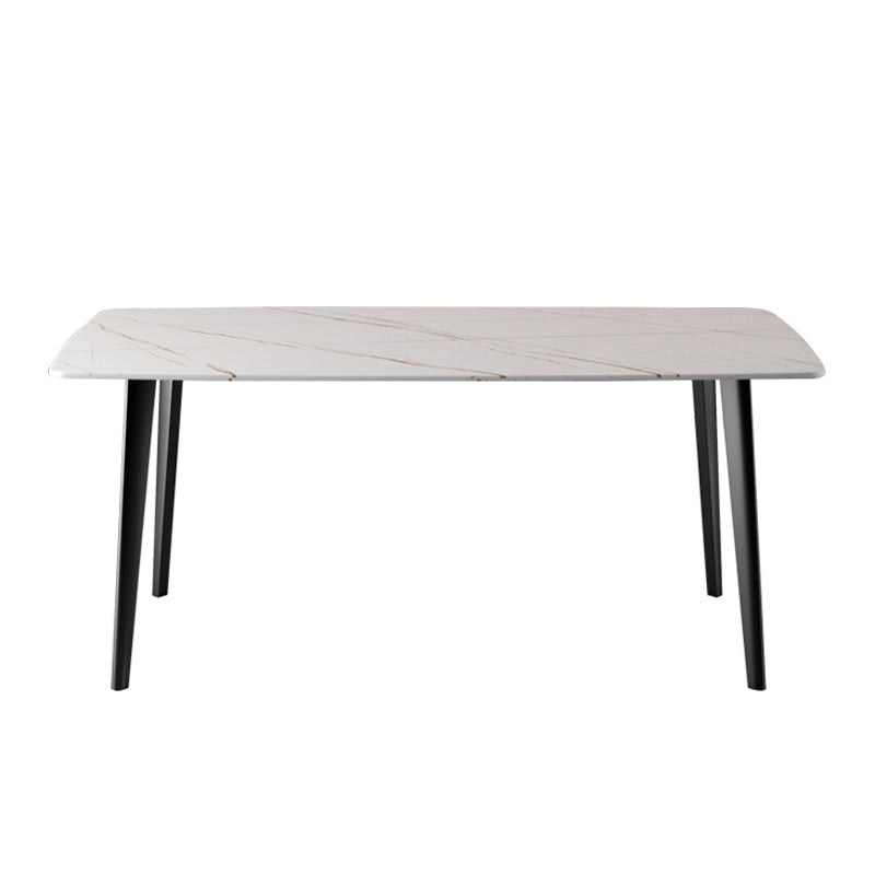 Black Steel 4-foot Table Industrial Rectangle Stone Top Dining Room Table White Gold Without Chairs Clearhalo 'Dining Tables & Seating' 'Dining Tables' 'dining_table' 'furn' 'furn_dining_table' 'Furniture' 'furniture_dining_table' 'Kitchen & Dining Furniture' 'kitchen' 'kitchen_dining_table' 4863383