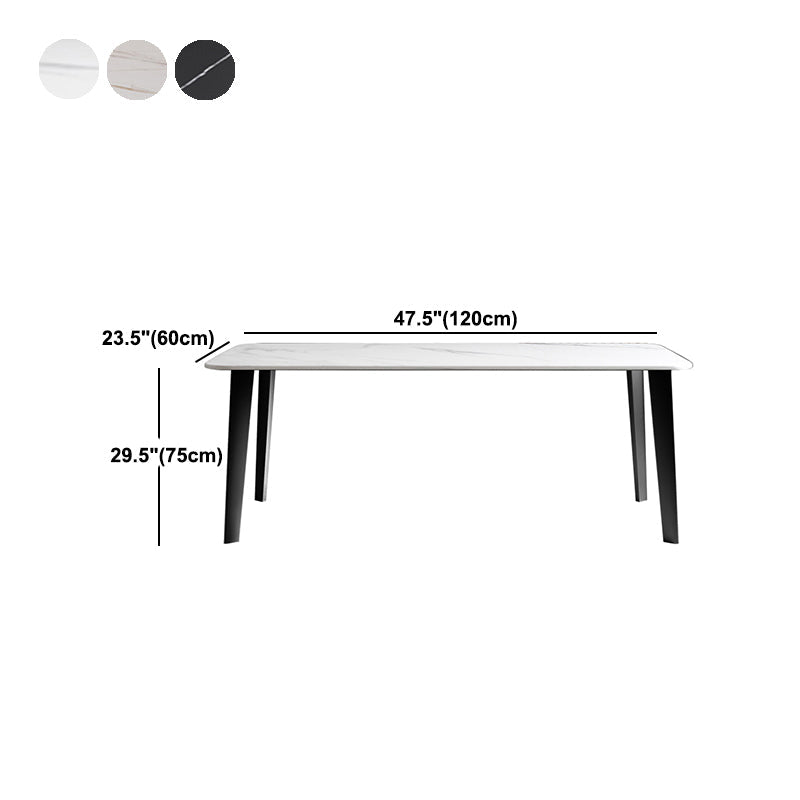Black Steel 4-foot Table Industrial Rectangle Stone Top Dining Room Table Clearhalo 'Dining Tables & Seating' 'Dining Tables' 'dining_table' 'furn' 'furn_dining_table' 'Furniture' 'furniture_dining_table' 'Kitchen & Dining Furniture' 'kitchen' 'kitchen_dining_table' 4863384