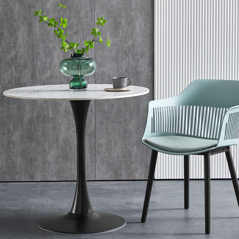 Contemporary Stone Round Top Restaurant Table Metal Base Dining Table Clearhalo 'Dining Tables & Seating' 'Dining Tables' 'dining_table' 'furn' 'furn_dining_table' 'Furniture' 'furniture_dining_table' 'Kitchen & Dining Furniture' 'kitchen' 'kitchen_dining_table' 4863397