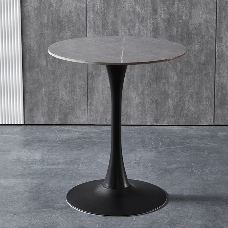 Contemporary Stone Round Top Restaurant Table Metal Base Dining Table Grey Without Chairs Clearhalo 'Dining Tables & Seating' 'Dining Tables' 'dining_table' 'furn' 'furn_dining_table' 'Furniture' 'furniture_dining_table' 'Kitchen & Dining Furniture' 'kitchen' 'kitchen_dining_table' 4863401