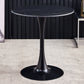 Contemporary Stone Round Top Restaurant Table Metal Base Dining Table Black Without Chairs Clearhalo 'Dining Tables & Seating' 'Dining Tables' 'dining_table' 'furn' 'furn_dining_table' 'Furniture' 'furniture_dining_table' 'Kitchen & Dining Furniture' 'kitchen' 'kitchen_dining_table' 4863402