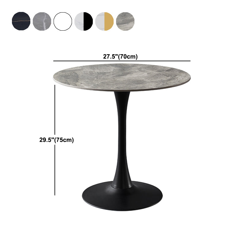 Contemporary Stone Round Top Restaurant Table Metal Base Dining Table Clearhalo 'Dining Tables & Seating' 'Dining Tables' 'dining_table' 'furn' 'furn_dining_table' 'Furniture' 'furniture_dining_table' 'Kitchen & Dining Furniture' 'kitchen' 'kitchen_dining_table' 4863404