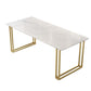 Glam Style Rectangle Stone Table for Restaurant Gold Sled Base Table White Without Chairs Clearhalo 'Dining Tables & Seating' 'Dining Tables' 'dining_table' 'furn' 'furn_dining_table' 'Furniture' 'furniture_dining_table' 'Kitchen & Dining Furniture' 'kitchen' 'kitchen_dining_table' 4863410