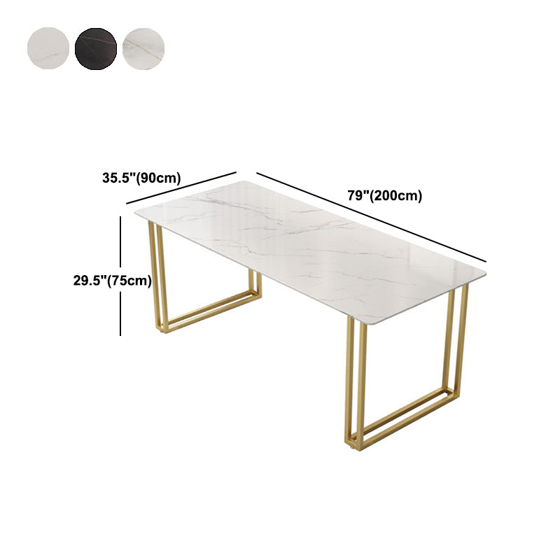 Glam Style Rectangle Stone Table for Restaurant Gold Sled Base Table Clearhalo 'Dining Tables & Seating' 'Dining Tables' 'dining_table' 'furn' 'furn_dining_table' 'Furniture' 'furniture_dining_table' 'Kitchen & Dining Furniture' 'kitchen' 'kitchen_dining_table' 4863422