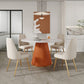 Glam Stone Dining Table Round Iron Table with Pedestal Casual Base Orange 51.2"L x 51.2"W x 29.5"H Without Chairs Clearhalo 'Dining Tables & Seating' 'Dining Tables' 'dining_table' 'furn' 'furn_dining_table' 'Furniture' 'furniture_dining_table' 'Kitchen & Dining Furniture' 'kitchen' 'kitchen_dining_table' 4863427