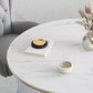 Glam Stone Dining Table Round Iron Table with Pedestal Casual Base Clearhalo 'Dining Tables & Seating' 'Dining Tables' 'dining_table' 'furn' 'furn_dining_table' 'Furniture' 'furniture_dining_table' 'Kitchen & Dining Furniture' 'kitchen' 'kitchen_dining_table' 4863430