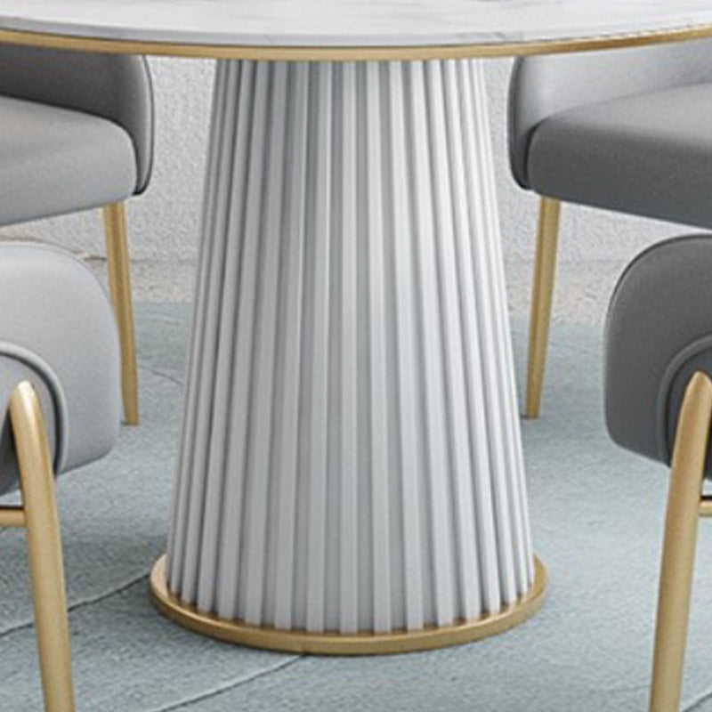 Glam Stone Dining Table Round Iron Table with Pedestal Casual Base Clearhalo 'Dining Tables & Seating' 'Dining Tables' 'dining_table' 'furn' 'furn_dining_table' 'Furniture' 'furniture_dining_table' 'Kitchen & Dining Furniture' 'kitchen' 'kitchen_dining_table' 4863431