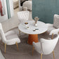 Glam Stone Dining Table Round Iron Table with Pedestal Casual Base Clearhalo 'Dining Tables & Seating' 'Dining Tables' 'dining_table' 'furn' 'furn_dining_table' 'Furniture' 'furniture_dining_table' 'Kitchen & Dining Furniture' 'kitchen' 'kitchen_dining_table' 4863438