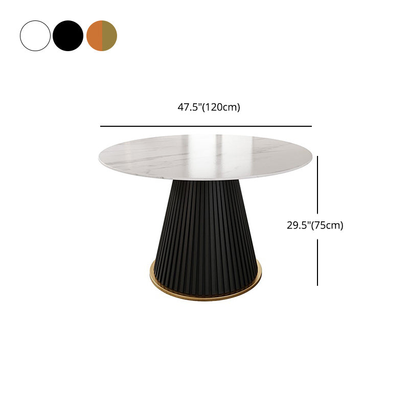 Glam Stone Dining Table Round Iron Table with Pedestal Casual Base Clearhalo 'Dining Tables & Seating' 'Dining Tables' 'dining_table' 'furn' 'furn_dining_table' 'Furniture' 'furniture_dining_table' 'Kitchen & Dining Furniture' 'kitchen' 'kitchen_dining_table' 4863442