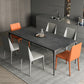 Metal Base Rectangle Dining Table Sintered Stone Table with 4 Legs Black Clearhalo 'Dining Tables & Seating' 'Dining Tables' 'dining_table' 'Furniture' 'furniture_dining_table' 'Kitchen & Dining Furniture' 'kitchen' 'kitchen_dining_table' 4863444