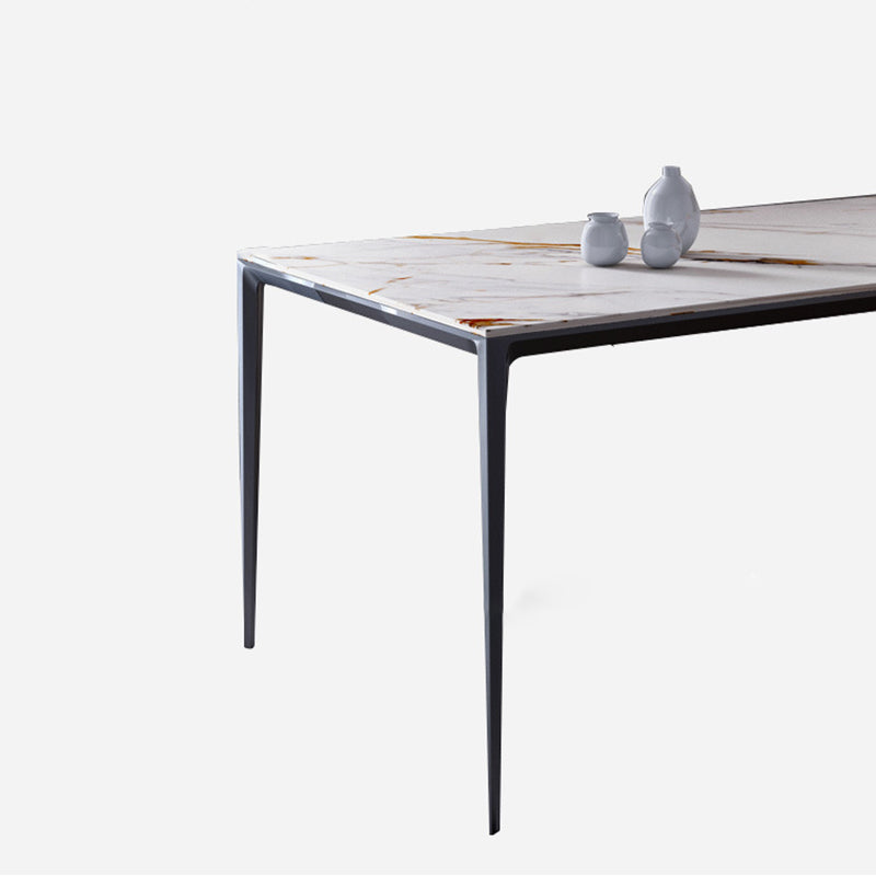 Metal Base Rectangle Dining Table Sintered Stone Table with 4 Legs Clearhalo 'Dining Tables & Seating' 'Dining Tables' 'dining_table' 'Furniture' 'furniture_dining_table' 'Kitchen & Dining Furniture' 'kitchen' 'kitchen_dining_table' 4863450