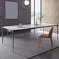 Metal Base Rectangle Dining Table Sintered Stone Table with 4 Legs Clearhalo 'Dining Tables & Seating' 'Dining Tables' 'dining_table' 'Furniture' 'furniture_dining_table' 'Kitchen & Dining Furniture' 'kitchen' 'kitchen_dining_table' 4863451