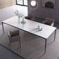 Metal Base Rectangle Dining Table Sintered Stone Table with 4 Legs White-Gray Clearhalo 'Dining Tables & Seating' 'Dining Tables' 'dining_table' 'Furniture' 'furniture_dining_table' 'Kitchen & Dining Furniture' 'kitchen' 'kitchen_dining_table' 4863452