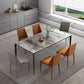 Metal Base Rectangle Dining Table Sintered Stone Table with 4 Legs Dark Gray Clearhalo 'Dining Tables & Seating' 'Dining Tables' 'dining_table' 'Furniture' 'furniture_dining_table' 'Kitchen & Dining Furniture' 'kitchen' 'kitchen_dining_table' 4863453
