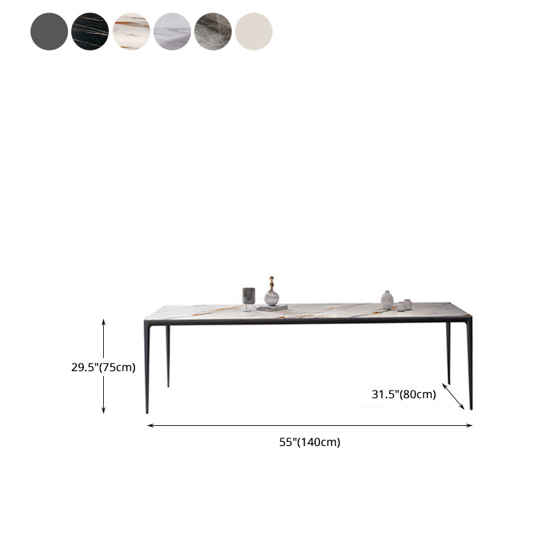 Metal Base Rectangle Dining Table Sintered Stone Table with 4 Legs Clearhalo 'Dining Tables & Seating' 'Dining Tables' 'dining_table' 'Furniture' 'furniture_dining_table' 'Kitchen & Dining Furniture' 'kitchen' 'kitchen_dining_table' 4863457