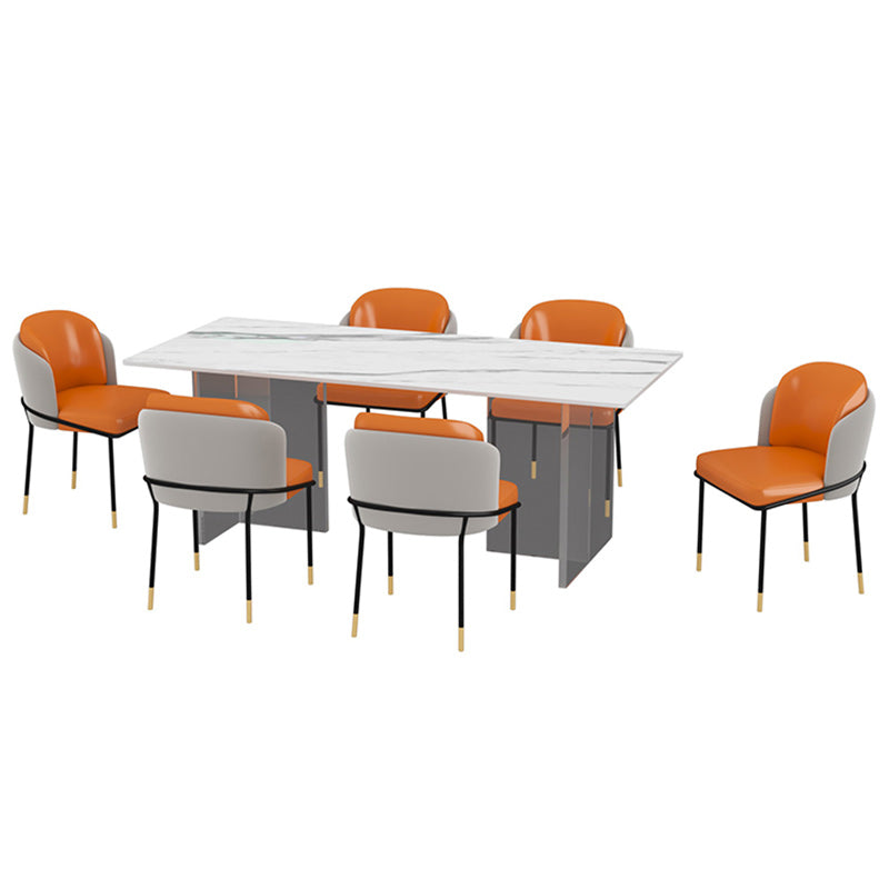 Rectangle Stone Top Dining Table Modern Transparent Acrylic Base Dining Table Clearhalo 'Dining Tables & Seating' 'Dining Tables' 'dining_table' 'furn' 'furn_dining_table' 'Furniture' 'furniture_dining_table' 'Kitchen & Dining Furniture' 'kitchen' 'kitchen_dining_table' 4863464