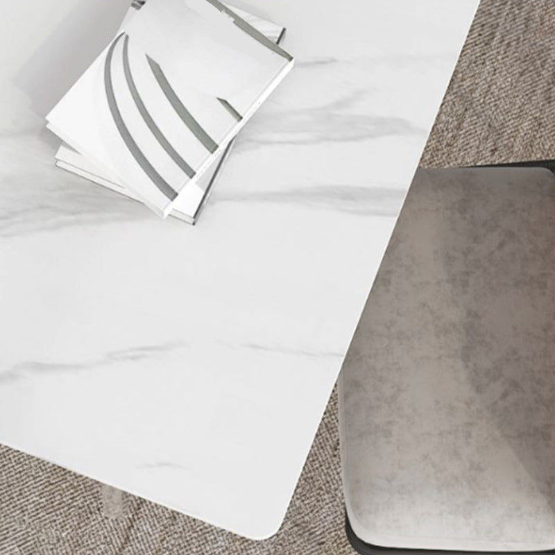 Rectangle Stone Top Dining Table Modern Transparent Acrylic Base Dining Table Clearhalo 'Dining Tables & Seating' 'Dining Tables' 'dining_table' 'furn' 'furn_dining_table' 'Furniture' 'furniture_dining_table' 'Kitchen & Dining Furniture' 'kitchen' 'kitchen_dining_table' 4863465