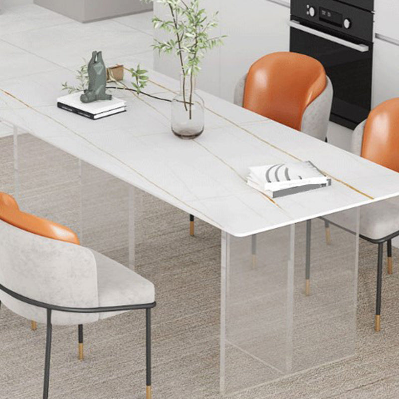 Rectangle Stone Top Dining Table Modern Transparent Acrylic Base Dining Table Clearhalo 'Dining Tables & Seating' 'Dining Tables' 'dining_table' 'furn' 'furn_dining_table' 'Furniture' 'furniture_dining_table' 'Kitchen & Dining Furniture' 'kitchen' 'kitchen_dining_table' 4863467