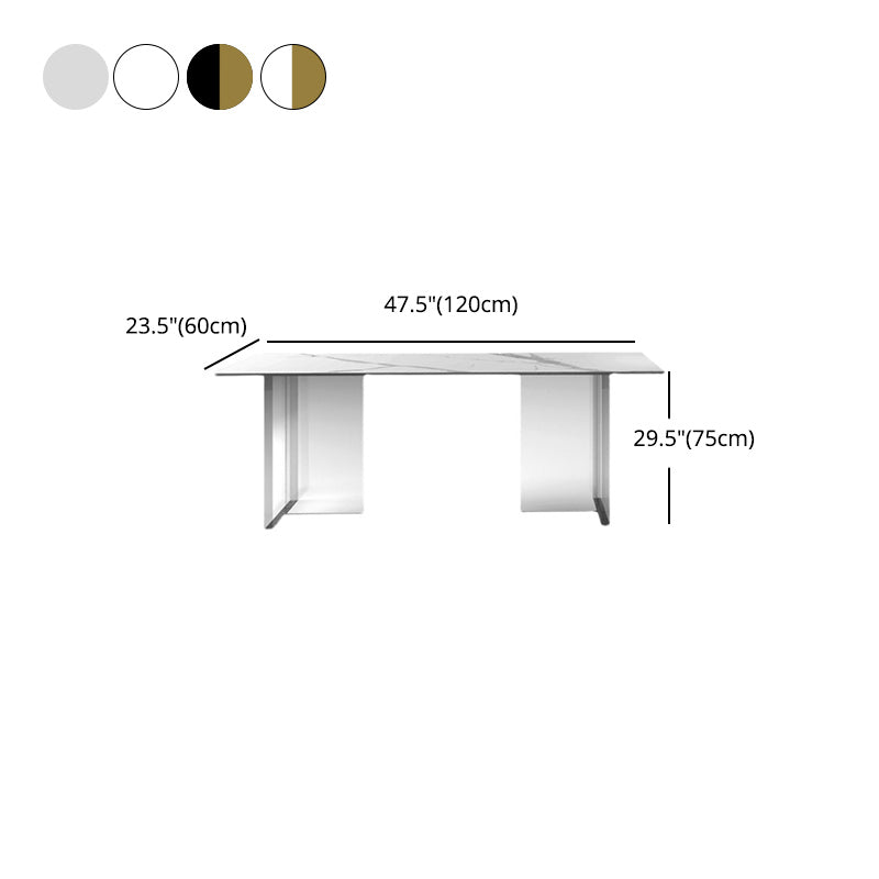 Rectangle Stone Top Dining Table Modern Transparent Acrylic Base Dining Table Clearhalo 'Dining Tables & Seating' 'Dining Tables' 'dining_table' 'furn' 'furn_dining_table' 'Furniture' 'furniture_dining_table' 'Kitchen & Dining Furniture' 'kitchen' 'kitchen_dining_table' 4863471