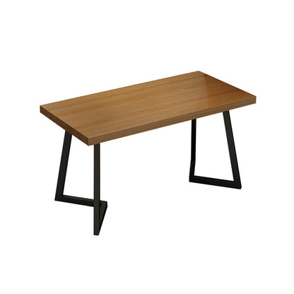 Industrial Wooden Dining Table Double Pedestal Dining Table for Restaurant Without Chairs Clearhalo 'Dining Tables & Seating' 'Dining Tables' 'dining_table' 'furn' 'furn_dining_table' 'Furniture' 'furniture_dining_table' 'Kitchen & Dining Furniture' 'kitchen' 'kitchen_dining_table' 4863480
