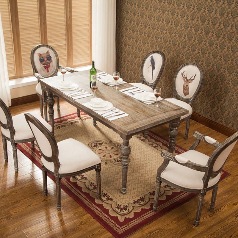 Medieval Modern Dining Table for Restaurant Rectangle Pine Wood Old Table with 4 Legs 70.9"L x 31.5"W x 29.5"H Without Chairs Clearhalo 'Dining Tables & Seating' 'Dining Tables' 'dining_table' 'furn' 'furn_dining_table' 'Furniture' 'furniture_dining_table' 'Kitchen & Dining Furniture' 'kitchen' 'kitchen_dining_table' 4863491