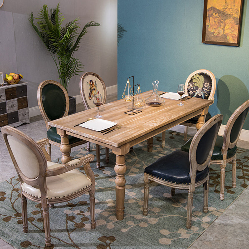 Medieval Modern Dining Table for Restaurant Rectangle Pine Wood Old Table with 4 Legs 63"L x 31.5"W x 29.5"H Without Chairs Clearhalo 'Dining Tables & Seating' 'Dining Tables' 'dining_table' 'furn' 'furn_dining_table' 'Furniture' 'furniture_dining_table' 'Kitchen & Dining Furniture' 'kitchen' 'kitchen_dining_table' 4863492