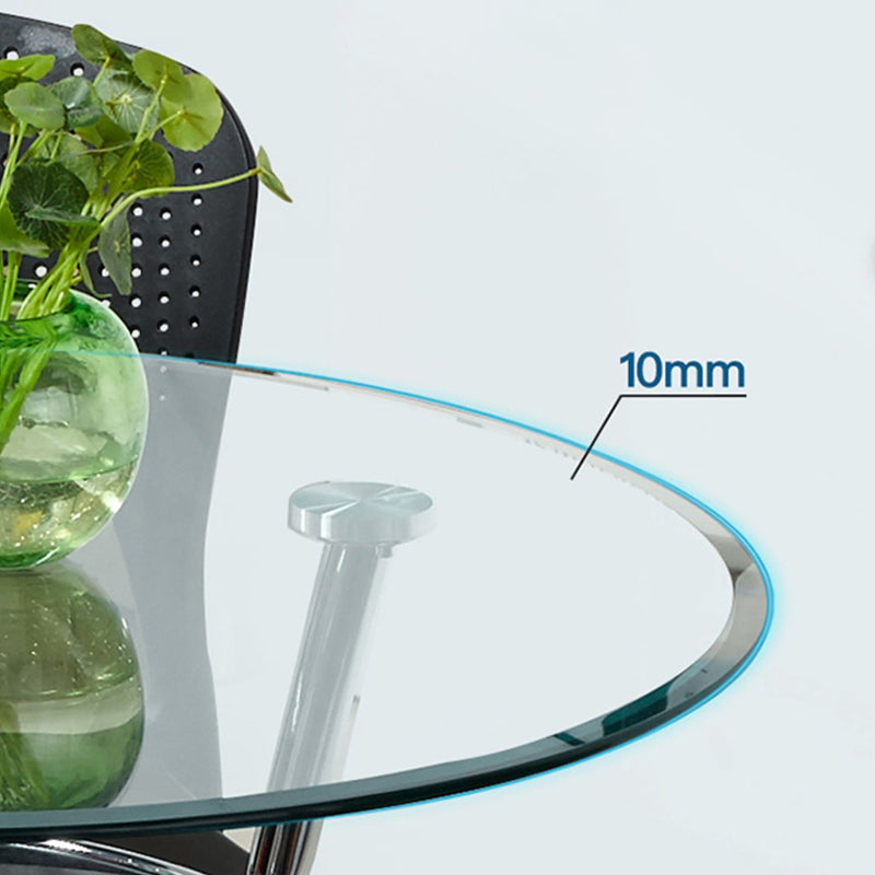 Tempered Glass Dining Table with Metal Base Modern Round Table with 3 Legs Clearhalo 'Dining Tables & Seating' 'Dining Tables' 'dining_table' 'furn' 'furn_dining_table' 'Furniture' 'furniture_dining_table' 'Kitchen & Dining Furniture' 'kitchen' 'kitchen_dining_table' 4863505