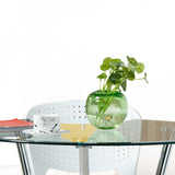 Tempered Glass Dining Table with Metal Base Modern Round Table with 3 Legs Clearhalo 'Dining Tables & Seating' 'Dining Tables' 'dining_table' 'furn' 'furn_dining_table' 'Furniture' 'furniture_dining_table' 'Kitchen & Dining Furniture' 'kitchen' 'kitchen_dining_table' 4863507