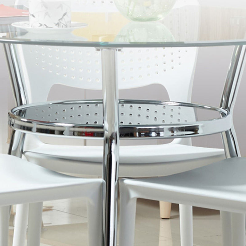 Tempered Glass Dining Table with Metal Base Modern Round Table with 3 Legs Clearhalo 'Dining Tables & Seating' 'Dining Tables' 'dining_table' 'furn' 'furn_dining_table' 'Furniture' 'furniture_dining_table' 'Kitchen & Dining Furniture' 'kitchen' 'kitchen_dining_table' 4863508