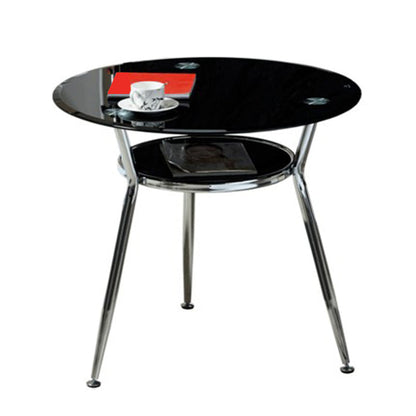 Tempered Glass Dining Table with Metal Base Modern Round Table with 3 Legs Black Without Chairs Clearhalo 'Dining Tables & Seating' 'Dining Tables' 'dining_table' 'furn' 'furn_dining_table' 'Furniture' 'furniture_dining_table' 'Kitchen & Dining Furniture' 'kitchen' 'kitchen_dining_table' 4863509