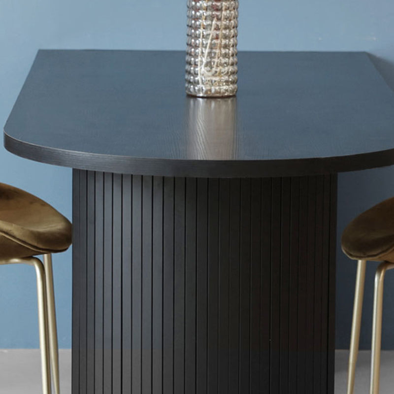 Free Form Double Pedestal Modern Dining Table Black Fixed Table of Wood Clearhalo 'Dining Tables & Seating' 'Dining Tables' 'dining_table' 'furn' 'furn_dining_table' 'Furniture' 'furniture_dining_table' 'Kitchen & Dining Furniture' 'kitchen' 'kitchen_dining_table' 4863518