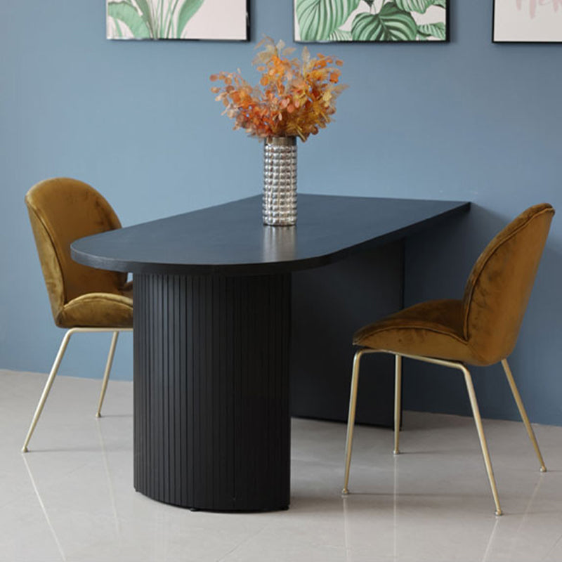 Free Form Double Pedestal Modern Dining Table Black Fixed Table of Wood Clearhalo 'Dining Tables & Seating' 'Dining Tables' 'dining_table' 'furn' 'furn_dining_table' 'Furniture' 'furniture_dining_table' 'Kitchen & Dining Furniture' 'kitchen' 'kitchen_dining_table' 4863521