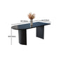 Free Form Double Pedestal Modern Dining Table Black Fixed Table of Wood Clearhalo 'Dining Tables & Seating' 'Dining Tables' 'dining_table' 'furn' 'furn_dining_table' 'Furniture' 'furniture_dining_table' 'Kitchen & Dining Furniture' 'kitchen' 'kitchen_dining_table' 4863523