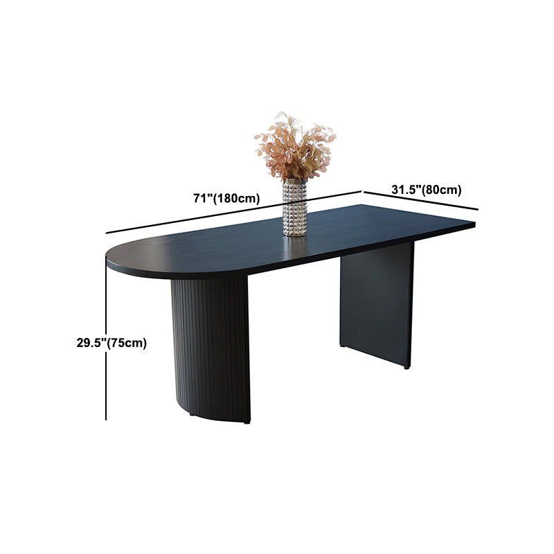 Free Form Double Pedestal Modern Dining Table Black Fixed Table of Wood Clearhalo 'Dining Tables & Seating' 'Dining Tables' 'dining_table' 'furn' 'furn_dining_table' 'Furniture' 'furniture_dining_table' 'Kitchen & Dining Furniture' 'kitchen' 'kitchen_dining_table' 4863525