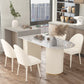 Sintered Stone Dining Table Traditional Luxury Double Pedestal Table Free Form 55.1"L x 31.5"W x 29.5"H Without Chairs Clearhalo 'Dining Tables & Seating' 'Dining Tables' 'dining_table' 'furn' 'furn_dining_table' 'Furniture' 'furniture_dining_table' 'Kitchen & Dining Furniture' 'kitchen' 'kitchen_dining_table' 4863529