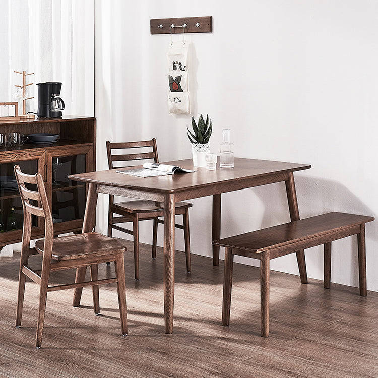 Solid Wood Dining Room Table Contemporary Style 4-foot Dining Site Table Walnut 55.1"L x 31.5"W x 29.5"H Without Chairs Clearhalo 'Dining Tables & Seating' 'Dining Tables' 'dining_table' 'furn' 'furn_dining_table' 'Furniture' 'furniture_dining_table' 'Kitchen & Dining Furniture' 'kitchen' 'kitchen_dining_table' 4863553