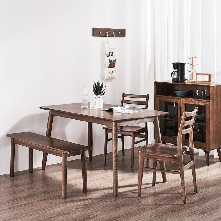 Solid Wood Dining Room Table Contemporary Style 4-foot Dining Site Table Walnut 47.2"L x 29.5"W x 29.5"H Without Chairs Clearhalo 'Dining Tables & Seating' 'Dining Tables' 'dining_table' 'furn' 'furn_dining_table' 'Furniture' 'furniture_dining_table' 'Kitchen & Dining Furniture' 'kitchen' 'kitchen_dining_table' 4863554