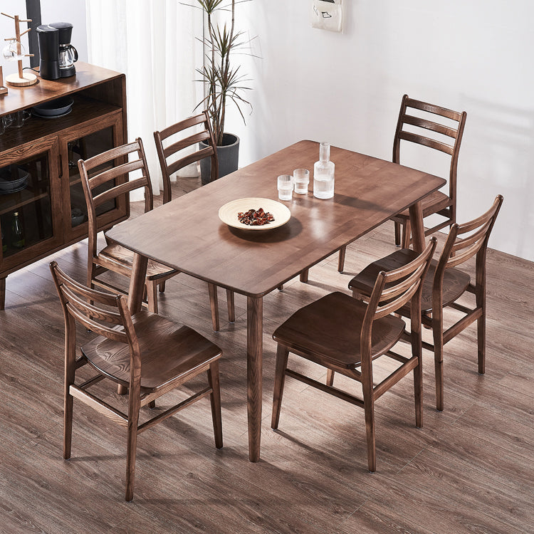 Solid Wood Dining Room Table Contemporary Style 4-foot Dining Site Table Walnut 63"L x 33.5"W x 29.5"H Without Chairs Clearhalo 'Dining Tables & Seating' 'Dining Tables' 'dining_table' 'furn' 'furn_dining_table' 'Furniture' 'furniture_dining_table' 'Kitchen & Dining Furniture' 'kitchen' 'kitchen_dining_table' 4863555