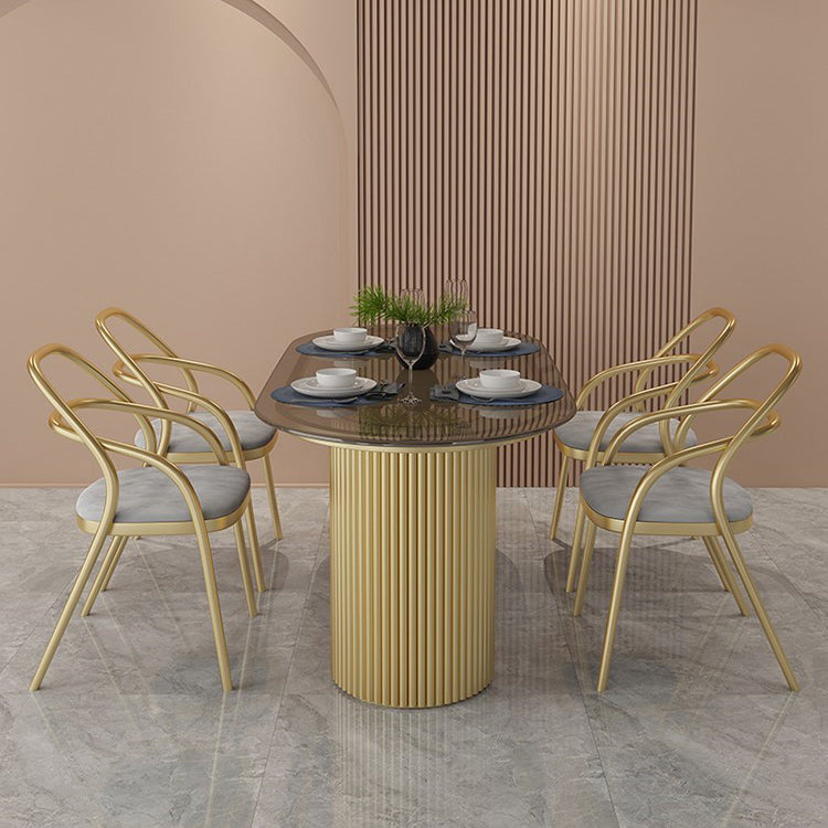 Oval Double Pedestal Modern Dining Table Fixed Table for Dining Room Clearhalo 'Dining Tables & Seating' 'Dining Tables' 'dining_table' 'furn' 'furn_dining_table' 'Furniture' 'furniture_dining_table' 'Kitchen & Dining Furniture' 'kitchen' 'kitchen_dining_table' 4863578