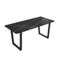 Industrial Style Stone Dining Table Sled Base Indoor Dining Room Collection Black 47.2"L x 23.6"W x 29.5"H Without Chairs Clearhalo 'Dining Tables & Seating' 'Dining Tables' 'dining_table' 'furn' 'furn_dining_table' 'Furniture' 'furniture_dining_table' 'Kitchen & Dining Furniture' 'kitchen' 'kitchen_dining_table' 4863595