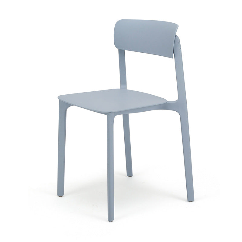 Modern Style Stackable Plastic Chair Open Back Dining Side Chair Gray Blue 1 Piece Clearhalo 'Dining Chairs' 'Dining Tables & Seating' 'dining_chair' 'furn' 'furn_dining_chair' 'Furniture' 'furniture_dining_chair' 'Kitchen & Dining Furniture' 4863610