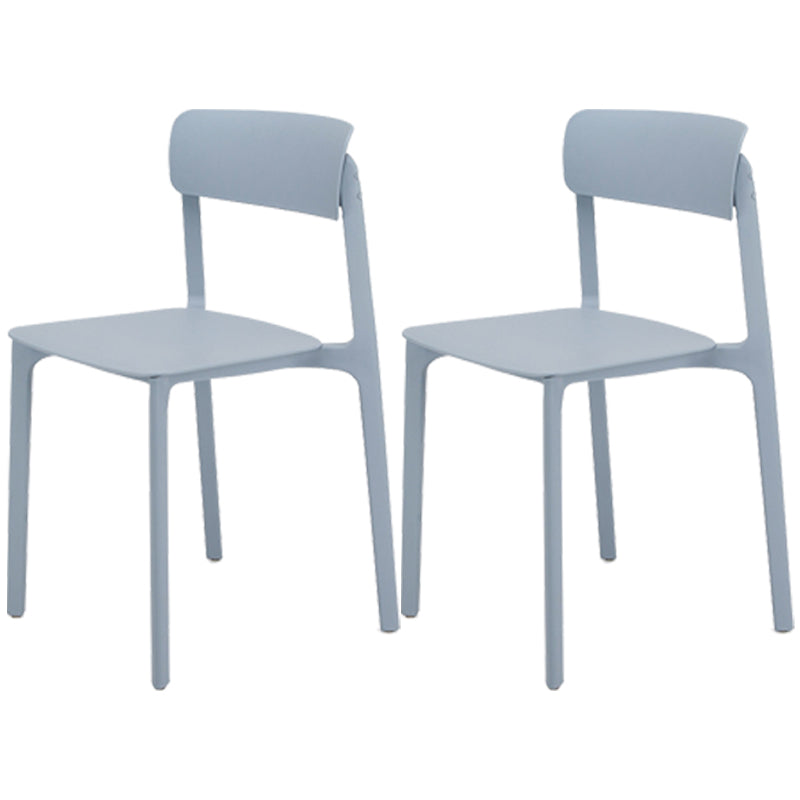 Modern Style Stackable Plastic Chair Open Back Dining Side Chair Gray Blue 2 Piece Set Clearhalo 'Dining Chairs' 'Dining Tables & Seating' 'dining_chair' 'furn' 'furn_dining_chair' 'Furniture' 'furniture_dining_chair' 'Kitchen & Dining Furniture' 4863612