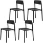 Modern Style Stackable Plastic Chair Open Back Dining Side Chair Black 4 Piece Set Clearhalo 'Dining Chairs' 'Dining Tables & Seating' 'dining_chair' 'furn' 'furn_dining_chair' 'Furniture' 'furniture_dining_chair' 'Kitchen & Dining Furniture' 4863620