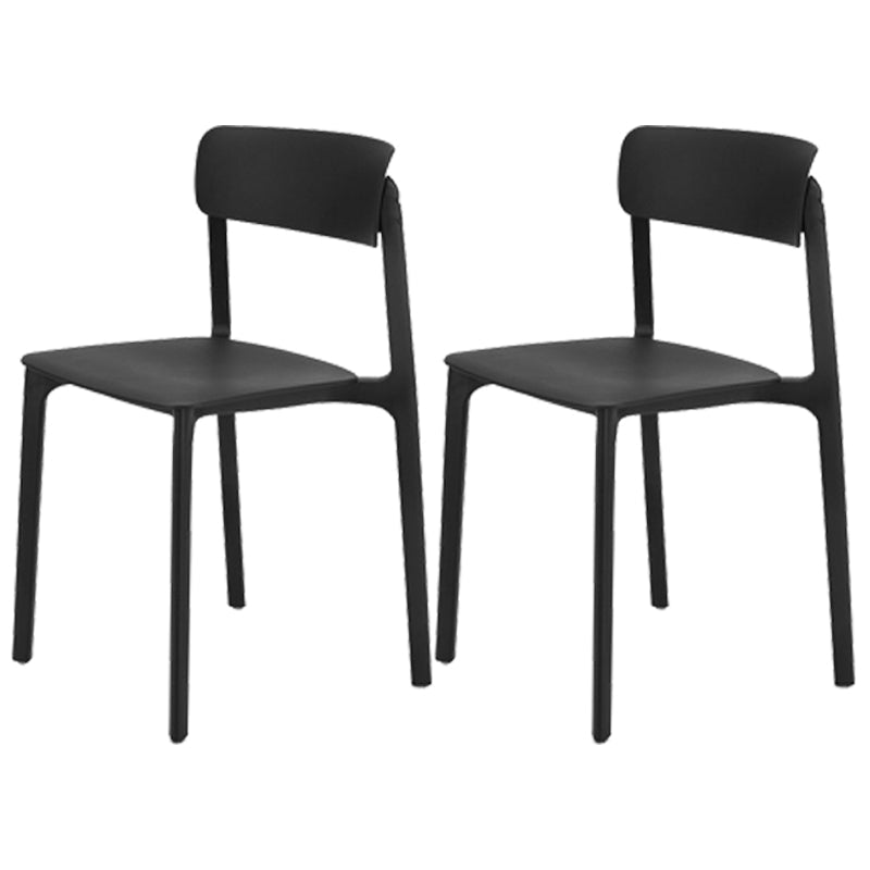 Modern Style Stackable Plastic Chair Open Back Dining Side Chair Black 2 Piece Set Clearhalo 'Dining Chairs' 'Dining Tables & Seating' 'dining_chair' 'furn' 'furn_dining_chair' 'Furniture' 'furniture_dining_chair' 'Kitchen & Dining Furniture' 4863623