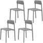 Modern Style Stackable Plastic Chair Open Back Dining Side Chair Grey 4 Piece Set Clearhalo 'Dining Chairs' 'Dining Tables & Seating' 'dining_chair' 'furn' 'furn_dining_chair' 'Furniture' 'furniture_dining_chair' 'Kitchen & Dining Furniture' 4863624