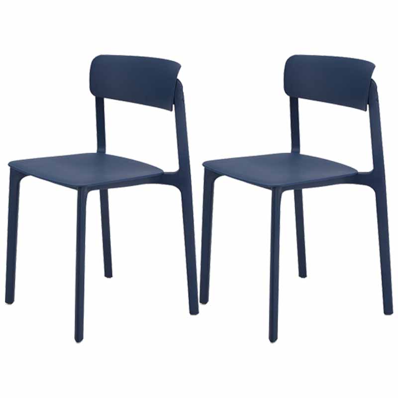 Modern Style Stackable Plastic Chair Open Back Dining Side Chair Navy 2 Piece Set Clearhalo 'Dining Chairs' 'Dining Tables & Seating' 'dining_chair' 'furn' 'furn_dining_chair' 'Furniture' 'furniture_dining_chair' 'Kitchen & Dining Furniture' 4863629