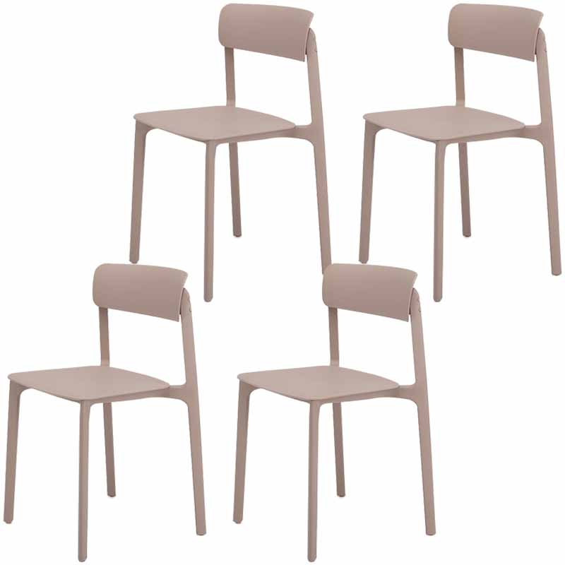 Modern Style Stackable Plastic Chair Open Back Dining Side Chair Khaki 4 Piece Set Clearhalo 'Dining Chairs' 'Dining Tables & Seating' 'dining_chair' 'furn' 'furn_dining_chair' 'Furniture' 'furniture_dining_chair' 'Kitchen & Dining Furniture' 4863630