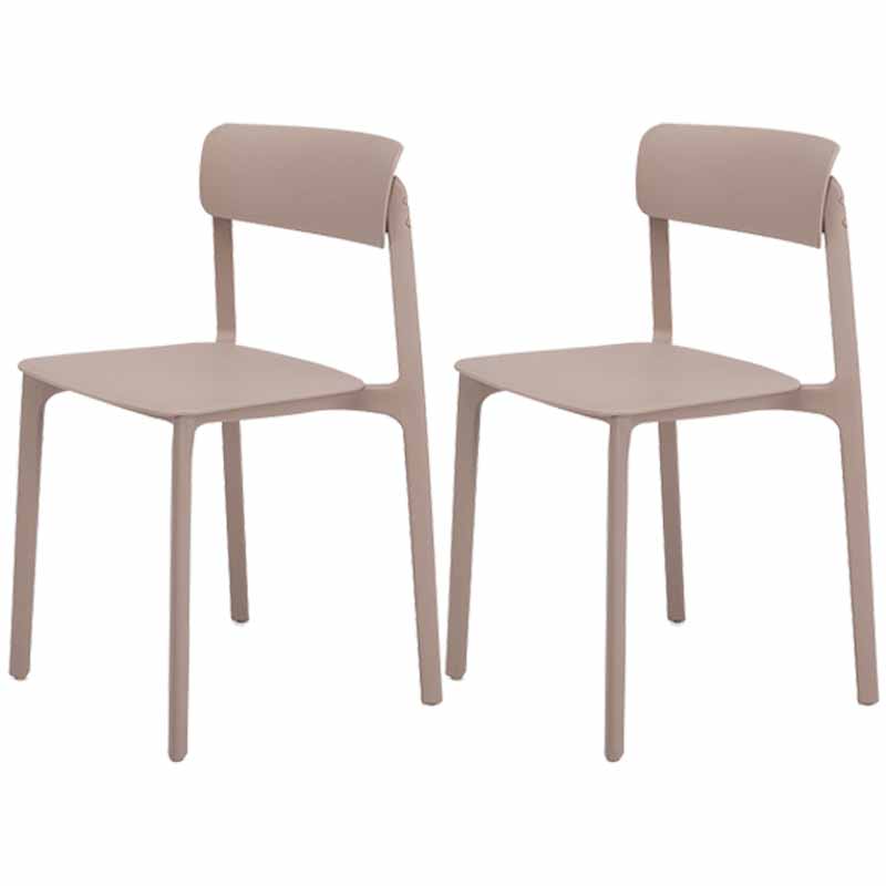 Modern Style Stackable Plastic Chair Open Back Dining Side Chair Khaki 2 Piece Set Clearhalo 'Dining Chairs' 'Dining Tables & Seating' 'dining_chair' 'furn' 'furn_dining_chair' 'Furniture' 'furniture_dining_chair' 'Kitchen & Dining Furniture' 4863632