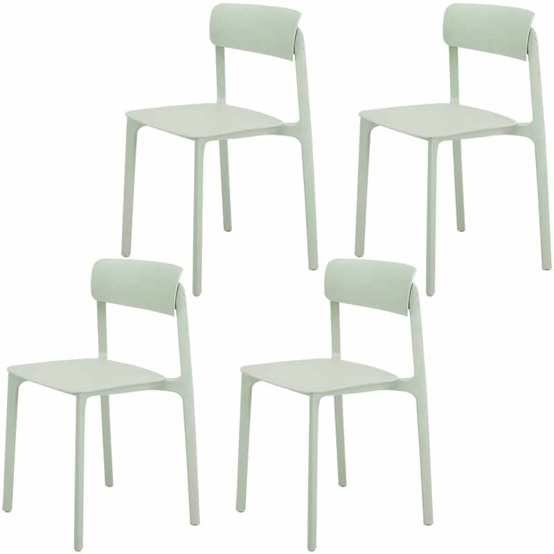 Modern Style Stackable Plastic Chair Open Back Dining Side Chair Green 4 Piece Set Clearhalo 'Dining Chairs' 'Dining Tables & Seating' 'dining_chair' 'furn' 'furn_dining_chair' 'Furniture' 'furniture_dining_chair' 'Kitchen & Dining Furniture' 4863633
